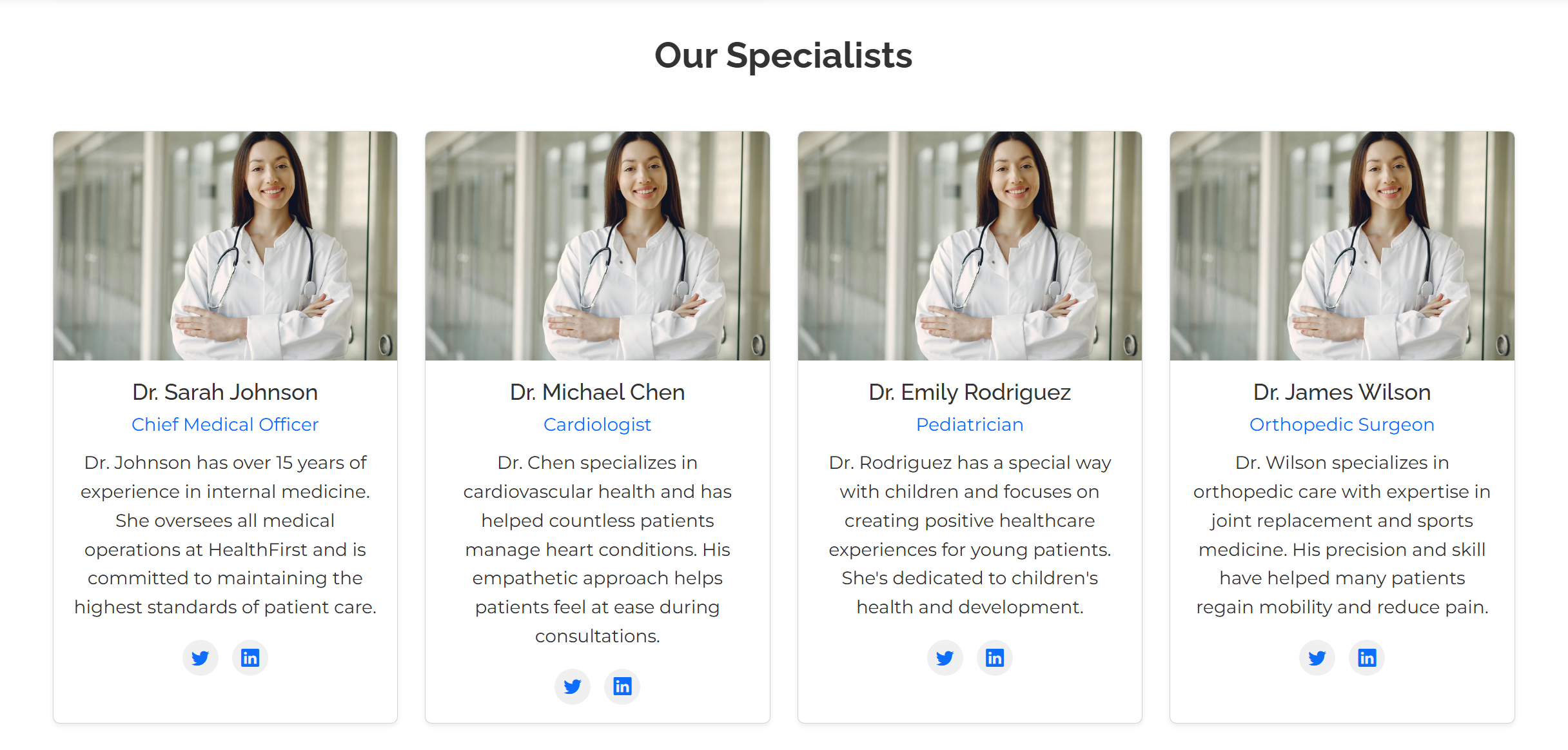 HealthFirst Frontend Mockup screenshot