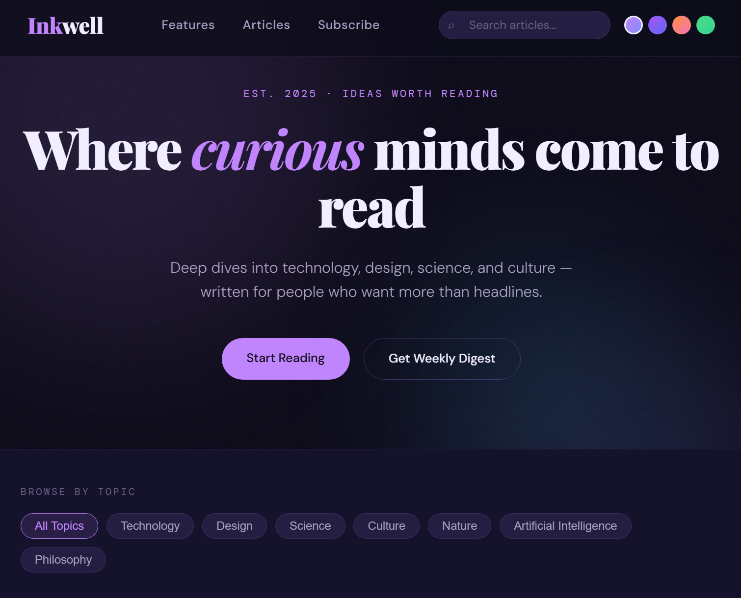 Inkwell Blog screenshot